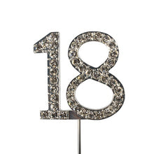 Load image into Gallery viewer, Cake topper: Diamante  - Numbers - Silver Stem