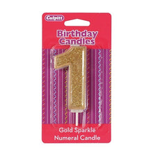 Load image into Gallery viewer, Candles - Gold Sparkle - Numbers 0 - 9