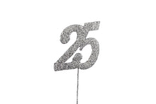 Load image into Gallery viewer, Cake Topper - Silver Glitter Numbers - 0 to 80