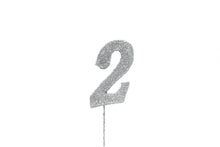 Load image into Gallery viewer, Cake Topper - Silver Glitter Numbers - 0 to 80