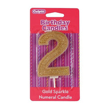 Load image into Gallery viewer, Candles - Gold Sparkle - Numbers 0 - 9
