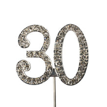 Load image into Gallery viewer, Cake topper: Diamante  - Numbers - Silver Stem