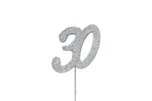 Load image into Gallery viewer, Cake Topper - Silver Glitter Numbers - 0 to 80