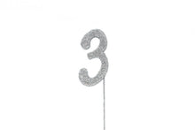 Load image into Gallery viewer, Cake Topper - Silver Glitter Numbers - 0 to 80