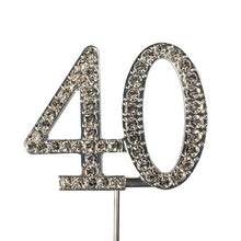 Load image into Gallery viewer, Cake topper: Diamante  - Numbers - Silver Stem
