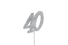 Load image into Gallery viewer, Cake Topper - Silver Glitter Numbers - 0 to 80