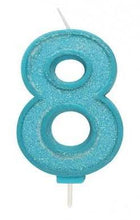 Load image into Gallery viewer, Candles - Culpitt Blue Sparkle - Numbers 0 - 9
