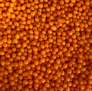Sprinkles:   2mm Polished Pearls (Dragees) ORANGE (Approx 50g)