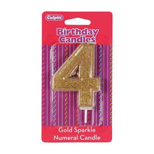 Load image into Gallery viewer, Candles - Gold Sparkle - Numbers 0 - 9