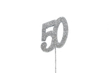 Load image into Gallery viewer, Cake Topper - Silver Glitter Numbers - 0 to 80