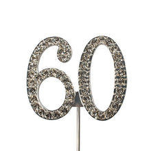 Load image into Gallery viewer, Cake topper: Diamante  - Numbers - Silver Stem