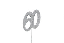 Load image into Gallery viewer, Cake Topper - Silver Glitter Numbers - 0 to 80