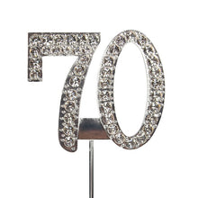 Load image into Gallery viewer, Cake topper: Diamante  - Numbers - Silver Stem