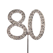 Load image into Gallery viewer, Cake topper: Diamante  - Numbers - Silver Stem