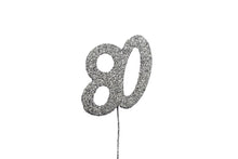 Load image into Gallery viewer, Cake Topper - Silver Glitter Numbers - 0 to 80