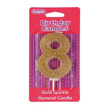 Load image into Gallery viewer, Candles - Gold Sparkle - Numbers 0 - 9
