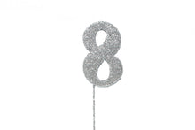 Load image into Gallery viewer, Cake Topper - Silver Glitter Numbers - 0 to 80