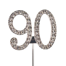 Load image into Gallery viewer, Cake topper: Diamante  - Numbers - Silver Stem
