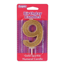 Load image into Gallery viewer, Candles - Gold Sparkle - Numbers 0 - 9