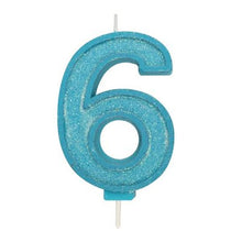 Load image into Gallery viewer, Candles - Culpitt Blue Sparkle - Numbers 0 - 9