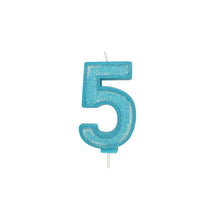 Load image into Gallery viewer, Candles - Culpitt Blue Sparkle - Numbers 0 - 9