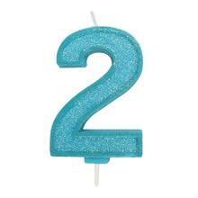 Load image into Gallery viewer, Candles - Culpitt Blue Sparkle - Numbers 0 - 9