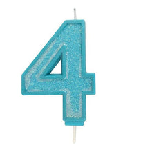 Load image into Gallery viewer, Candles - Culpitt Blue Sparkle - Numbers 0 - 9
