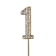 Load image into Gallery viewer, Cake topper: Diamante Numbers - Gold Stem
