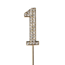 Load image into Gallery viewer, Cake topper: Diamante Numbers - Gold Stem