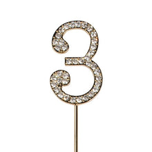 Load image into Gallery viewer, Cake topper: Diamante Numbers - Gold Stem
