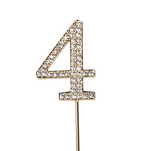 Load image into Gallery viewer, Cake topper: Diamante Numbers - Gold Stem
