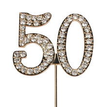 Load image into Gallery viewer, Cake topper: Diamante Numbers - Gold Stem
