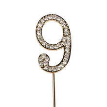 Load image into Gallery viewer, Cake topper: Diamante Numbers - Gold Stem