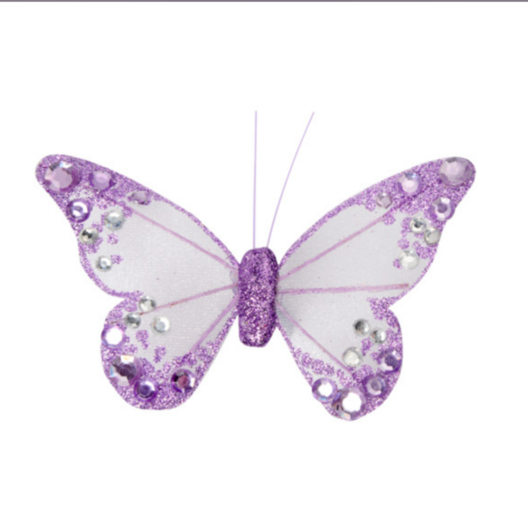 Removable Decoration -Lilac Organza Butterfly with Clip- LARGE