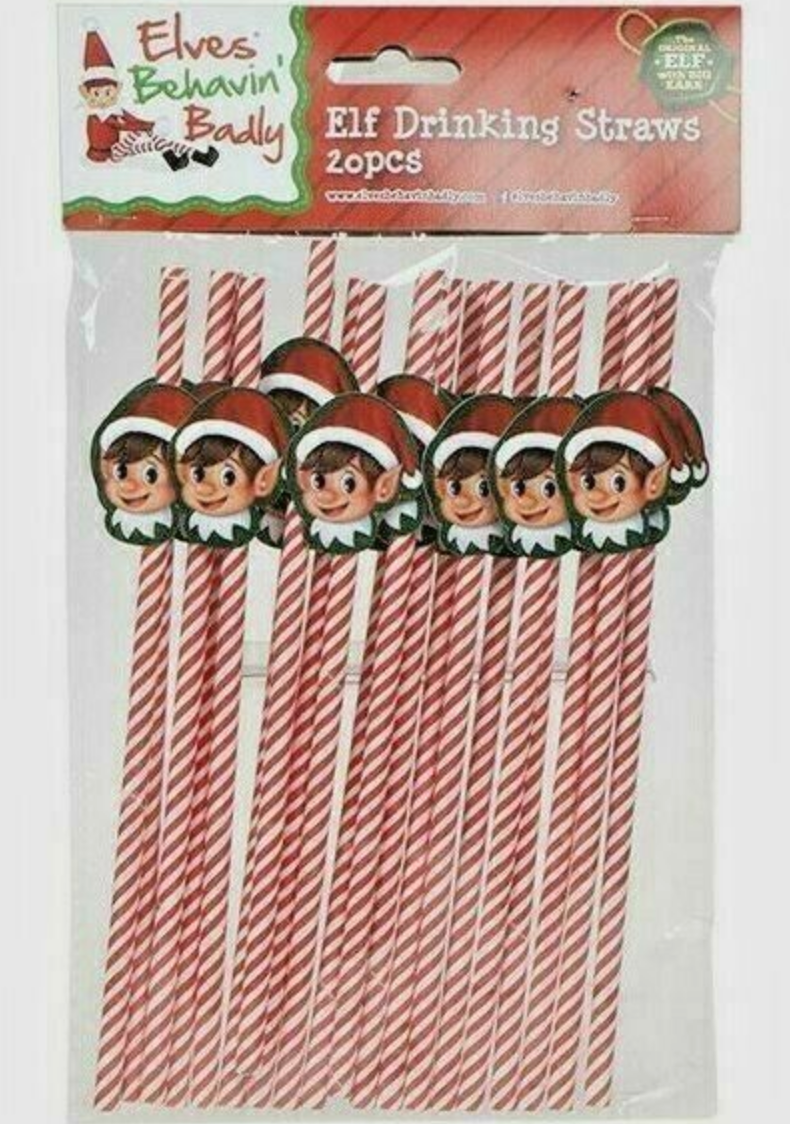 Christmas elf straws pk 20