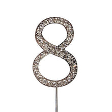 Load image into Gallery viewer, Cake topper: Diamante  - Numbers - Silver Stem
