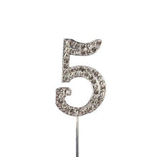 Load image into Gallery viewer, Cake topper: Diamante  - Numbers - Silver Stem
