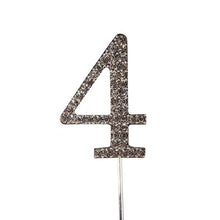 Load image into Gallery viewer, Cake topper: Diamante  - Numbers - Silver Stem