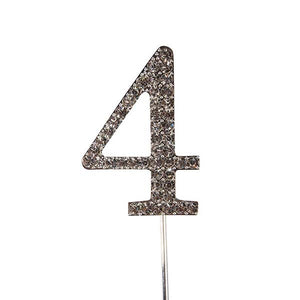 Cake topper: Diamante  - Numbers - Silver Stem