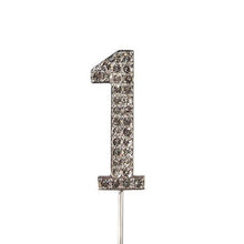 Load image into Gallery viewer, Cake topper: Diamante  - Numbers - Silver Stem