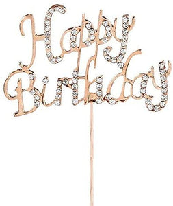 Cake Topper - Rose Gild Diamante Happy Birthday