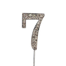 Load image into Gallery viewer, Cake topper: Diamante  - Numbers - Silver Stem