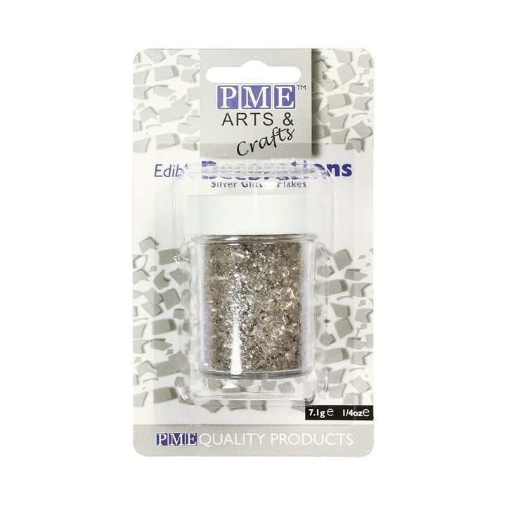 Edible Decoration - Glitter Flakes - Silver 7.1g