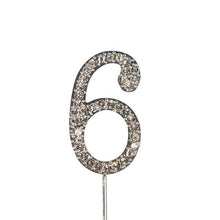 Load image into Gallery viewer, Cake topper: Diamante  - Numbers - Silver Stem