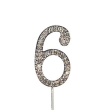 Load image into Gallery viewer, Cake topper: Diamante  - Numbers - Silver Stem
