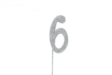 Load image into Gallery viewer, Cake Topper - Silver Glitter Numbers - 0 to 80