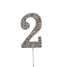 Load image into Gallery viewer, Cake topper: Diamante  - Numbers - Silver Stem