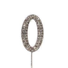 Load image into Gallery viewer, Cake topper: Diamante  - Numbers - Silver Stem