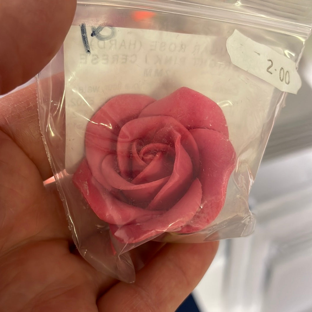 SF - BRIGHT PINK / CERISE SUGAR ROSE WITH CAYLEX (HARD ROSE) VARIOUS SIZES