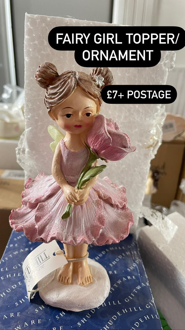 Cake topper:  Fairy girl with flower